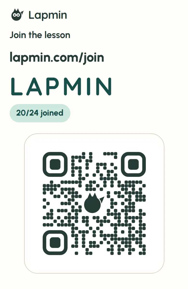 A join code and QR code in a narrow view. The code shown is an example and does not work.